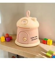 LED Işıklı Pofuduk Kedi Kumbara – Sticker Hediyeli Sevimli Çocuk Gece Lambası 17x17 cm (Pembe)