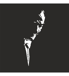 Atatürk Silüet Sticker17x17 Cm Beyaz