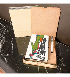 Dinozor Ahşap Kutulu Defter Kalem Set