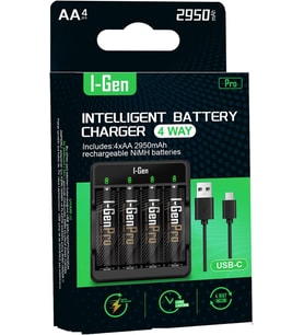 Şarj Aleti + 4 Adet AA Pro 2950 mAh Şarjlı Kalem Pilli Set
