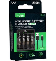 Şarj Aleti + 4 Adet AA Pro 2950 mAh Şarjlı Kalem Pilli Set