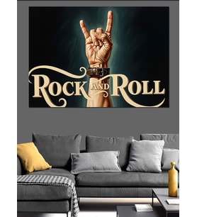 "Rock'N Roll" El Hareketi Dekoratif Kanvas - Mdf Ahşap Tablo