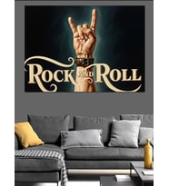 "Rock'N Roll" El Hareketi Dekoratif Kanvas - Mdf Ahşap Tablo