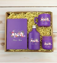 BK Gift Kişiye Özel İsimli DTF Anne Temalı Mor Defter & Kahve Fincanı & Kolonya & Mum Hediye Seti-1, Anneye Hediye, Anneler Günü Hediyesi