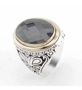 Siyah Zirkon Oval Taşlı Gümüş Erkek Yüzük