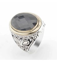 Siyah Zirkon Oval Taşlı Gümüş Erkek Yüzük
