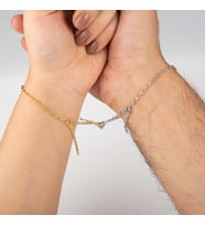 Gümüş Rodyum Gold Çift Kalpli Aşk Bileklik