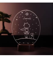 Küçük Prens Le Petit Prince Figürlü Dekoratif Hediye Led Masa Lambası 7 Işık Rengi Ahşap Taban
