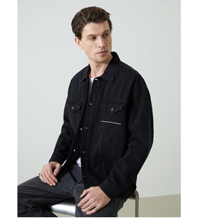 LCW Jeans Siyah Rahat Kalıp Erkek Jean Ceket