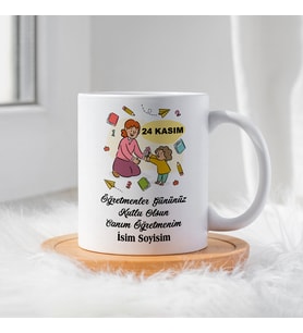 Öğretmenler Günü İçin Kişiye Özel Porselen Kupa Bardak - BY-KP-0000300 (Beyaz)