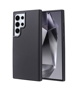 Vendas Samsung Galaxy S24 Ultra Kılıf Karbon Fiber Tasarım Hybrid Zore Troy Kapak (Siyah)