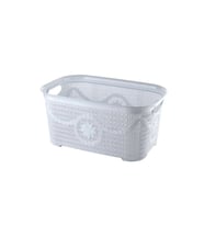 5 Parça Örgü Desenli Plastik Banyo Seti Çamaşır Sepeti Deterjanlık Klik  Kovası Klozet Fırçası