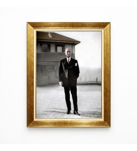 Tablore Atatürk Klasik Tam Boy Portre Altın Çerçeveli Tablo - Şık Salon ve Makam Odası Dekoru