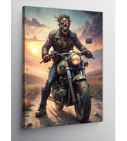 Kanvas Tablo Motorcu Zombi