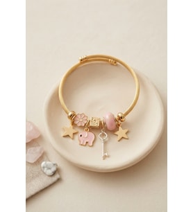 Anahtar ve Fil Model Pembe Charmlı Bileklik TJ-BB8753