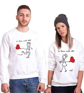 Tshirthane Love With Sevgili Kombinleri Sweatshirt Kombini (Tek Ürün Fiyatıdır.)