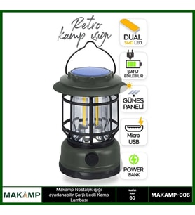 Northcity Nostaljik Işığı Ayarlanabilir Şarjlı LED'li Kamp Feneri - Rechargeable outdoor kamp lambası