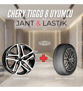Chery Tiggo8 Uyumlu Momo235/55R18 Dört Mevsim Lastiği 4 adet Yılı:2025+DY898 BD 18"Jant 4 Adet