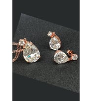 Sky diamond gümüş rose damla set takım