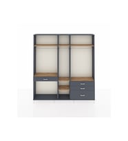 Arges Dolap 7 Raflı 4 Çekmeceli 3 Askılı 220x30x243 Antrasit-Çam/Antrasit