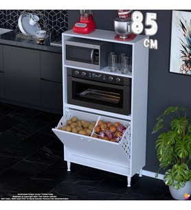 Eliusta Nixa 85 cm Çok Amaçlı Mutfak Banyo Kiler Dolabı - Sepetli Mikrodalga ve Fırın Bölmeli 85x150x32 cm