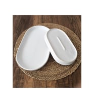 2'li Oval Sunum Tabağı 20*12/25*15 Servis Tabağı (Beyaz)