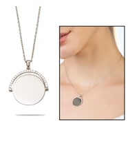 Zirkon Taşlı Yuvarlak Model Silver Renk Kişiye Özel İsim/Harf Yazılı 925 Ayar Gümüş Kadın Kolye