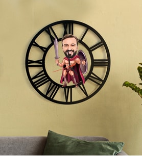 Kişiye Özel Gladyatör Karikatür 3D Ahşap Mdf Duvar Saati 95