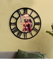 Kişiye Özel Gladyatör Karikatür 3D Ahşap Mdf Duvar Saati 95