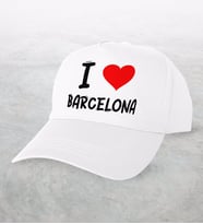 BK Gift I Love Barcelona Tasarımlı Beyaz Şapka - Model 1