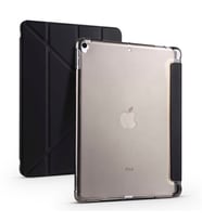 Apple  iPad Pro 10.5 (7.Nesil) Kılıf Kalem Bölmeli Standlı Ön Arka Tam Koruma Katlanabilir Uyku Modlu Kılıf Tri Folding (Siyah)