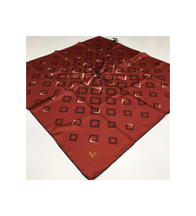 Geometrik Desen Black Seri Twill Eşarp Eşarp Askısı ile Birlikte 90x90 cm Kırmzı