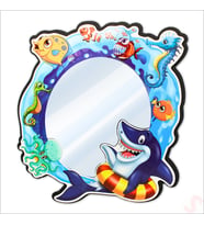 Deniz Canlıları Aynalı Duvar Stickerı, 33cm x 33cm (STD)