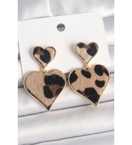 Pirinç Gold Renk Sallantı Leopar Kalp Model Kadın Küpe - TJ-BKP10337