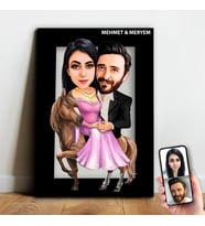 Kişiye Özel Sevgili Karikatür Ahşap Tablo - mx1