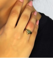 Doğal Taş Yeşil Akik Doğal Taşlı Antik Model Kadın Ayarlanabillir Yüzük euy72ya