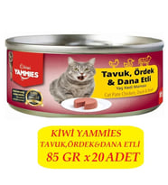 Kiwi KCM-50391 Tavuk-Ördek-Dana Etli Kedi Kon. 20 Adet x 85Gr