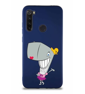 Xiaomi Redmi Note 8 Soft Premier Kapak Pearl Yengeç Tasarımlı Silikon Kılıf - Lacivert (Şeffaf)