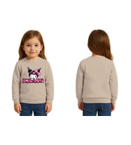 Unisex Kuromi Baskılı Çocuk Swaetshirt 3 İplik Şardonlu (Taş)