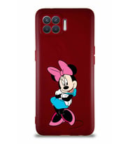 Oppo Reno 4 Lite Soft Premier Kapak Minnie Mouse-D Tasarımlı Silikon Kılıf - Mürdüm (Şeffaf)