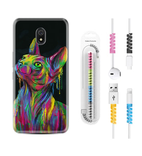 Xiaomi Redmi 8A 8 Pro 9C 9T 10C 11T Pro Kılıf Kablo Koruma Spiral Silikon Color Cat 1754
