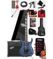 Midex Crade-25AMP Blue Rosewood Super Strat Kasa HH Yüksek Kaliteli 25W Amfili Elektro Gitar Seti