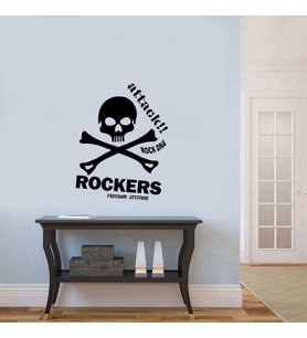 Attack Rockers Rock Dna Silüeti Dekoratif Duvar Sticker, Çıkartma, Etiket Siyah