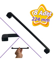 8 Adet Oval Marmara Kulp 224 mm Siyah Mutfak Kulpu Çekmece Dolap Kapak Kulbu Metal Mobilya Dolabı Kulpları