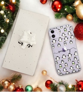Penguen Tasarımlı Kişiye Özel Şeffaf Telefon Kılıfı (Tüm Telefon Modelleri Mevcuttur.) - Hediye Kutulu