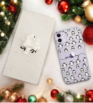 Penguen Tasarımlı Kişiye Özel Şeffaf Telefon Kılıfı (Tüm Telefon Modelleri Mevcuttur.) - Hediye Kutulu