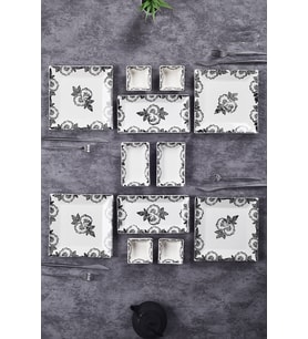 12 Parça 4 Kişilik Black Rose Kahvaltı Takımı Handmade Kahvaltılık Sunum Seti Servis Tabakları