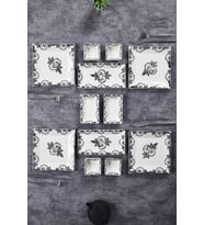 12 Parça 4 Kişilik Black Rose Kahvaltı Takımı Handmade Kahvaltılık Sunum Seti Servis Tabakları