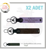 Yolların Sürücülerine Özel Hediye, İsim Plaka 0 Rh (+) Kan Grubu Yazılı x2 Anahtarlık, Mor-Beyaz-Ysl