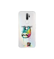 Oppo A5 2020 ile Uyumlu Splash Tembel Hayvan Tasarımlı Şeffaf Silikon Kılıf
